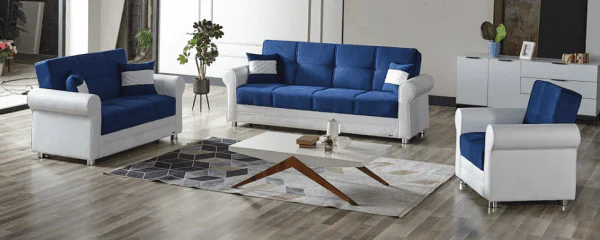 Ottomanson Avalon Collection Blue/Ecru Loveseat