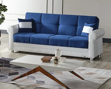 Ottomanson Avalon Collection Blue/Ecru Sofabed