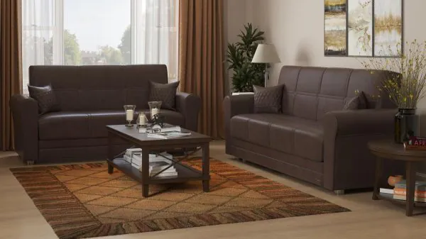 Ottomanson Avalon Collection Cocoa Brown Loveseat