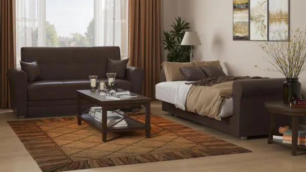 Ottomanson Avalon Collection Cocoa Brown Loveseat