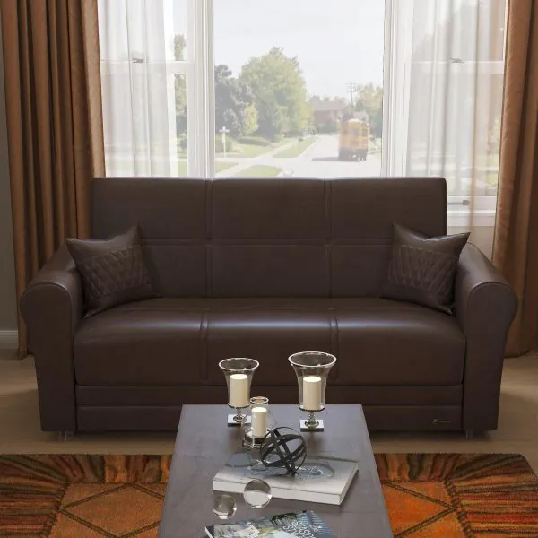 ottomanson Avalon Collection Cocoa Brown Loveseat