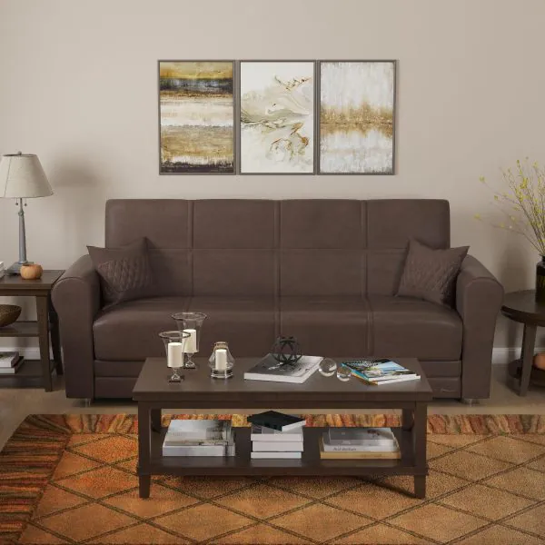 ottomanson Avalon Collection Cocoa Brown Sofabed