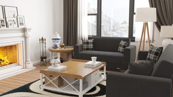 Ottomanson Barato Collection Black Fabric Loveseat