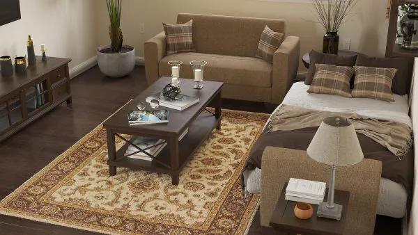 Ottomanson Barato Collection Brown Fabric Loveseat