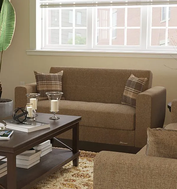 Ottomanson Barato Collection Brown Fabric Loveseat