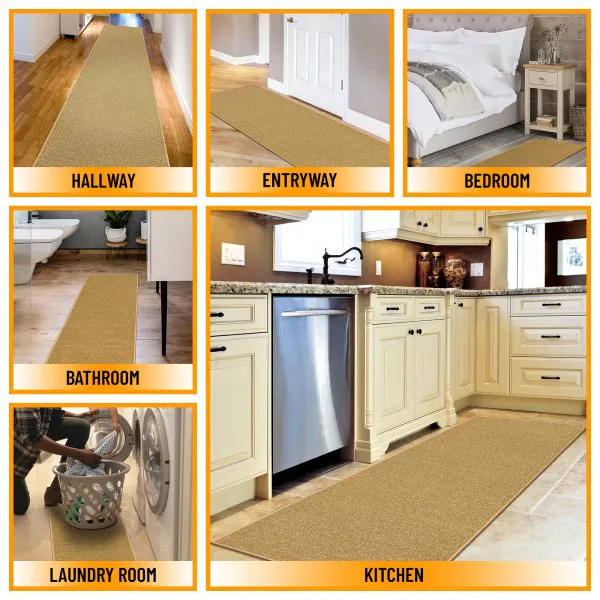 Ottomanson Ottomanson Beige Modern Solid Design 20″ X 59″ Runner Rug