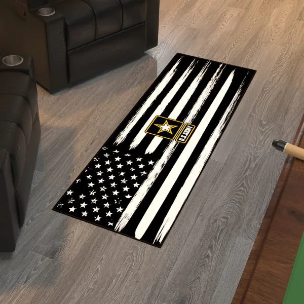 Ottomanson Ottomanson Black And White USA Flag With U.S. Army Star 20″ X 59″ Runner Rug