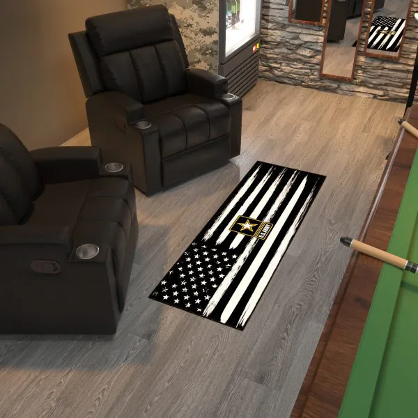 Ottomanson Ottomanson Black And White USA Flag With U.S. Army Star 20″ X 59″ Runner Rug