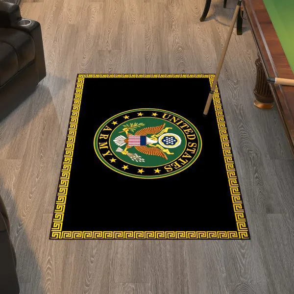 Ottomanson Ottomanson Black Solid With U.S. Army Seal And Meander Pattern 3’3″ X 5′ Area Rug