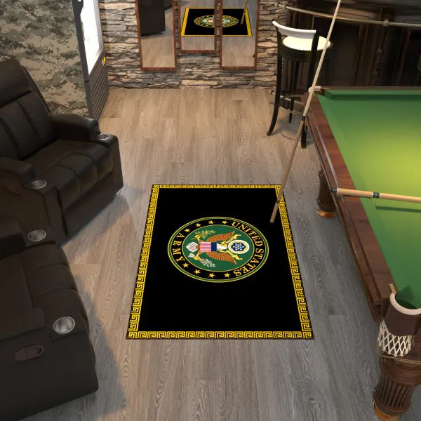 Ottomanson Ottomanson Black Solid With U.S. Army Seal And Meander Pattern 3’3″ X 5′ Area Rug