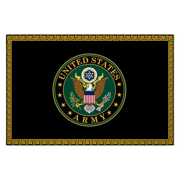 ottomanson Ottomanson Black Solid with U.S. Army Seal and Meander Pattern 3’3″ x 5′ Area Rug