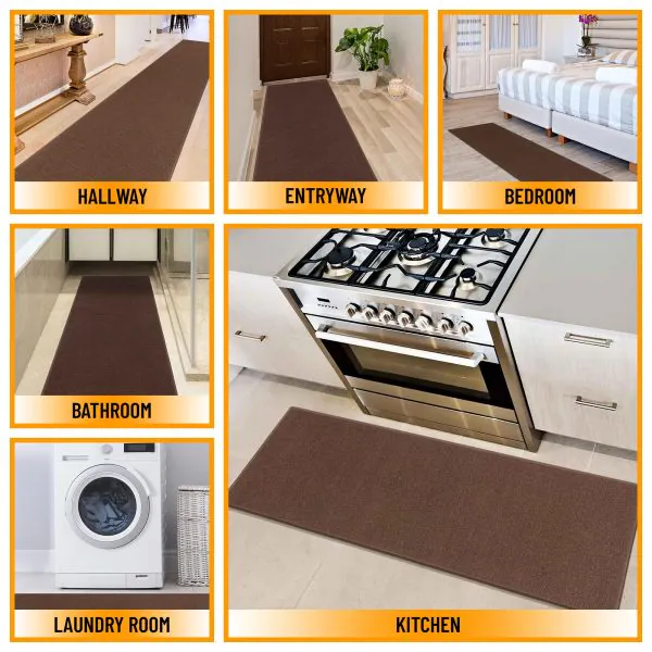 Ottomanson Ottomanson Brown Modern Solid Design 20″ X 59″ Runner Rug