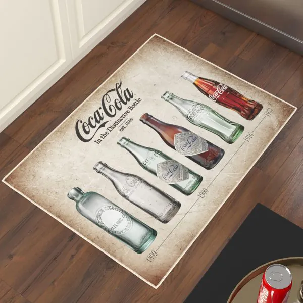 Ottomanson Ottomanson Coca-Cola Beige/Multi Vintage Evolution 2’3″ X 3′ Doormat