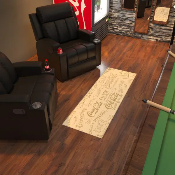 Ottomanson Ottomanson Coca Cola Beige Vintage Typography Pattern 20″ X 59″ Runner Rug