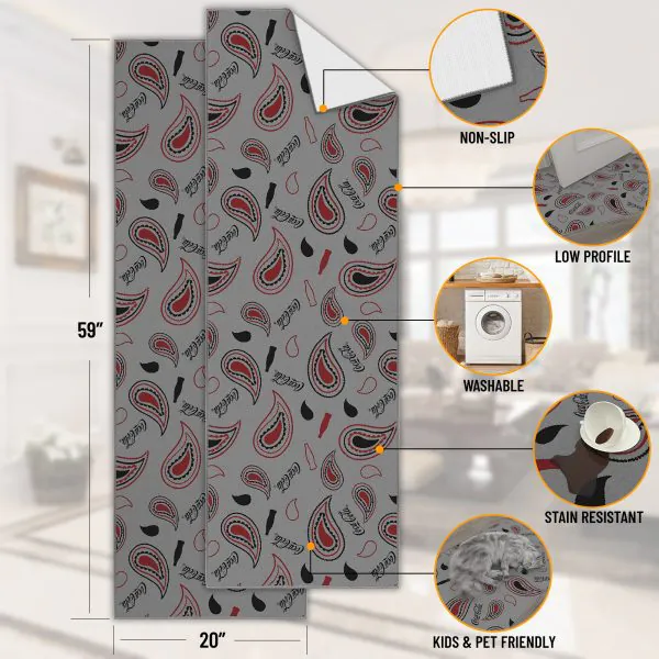 Ottomanson Ottomanson Coca-Cola Grey/Multi Retro Paisley 20″ X 59″ Runner Rug