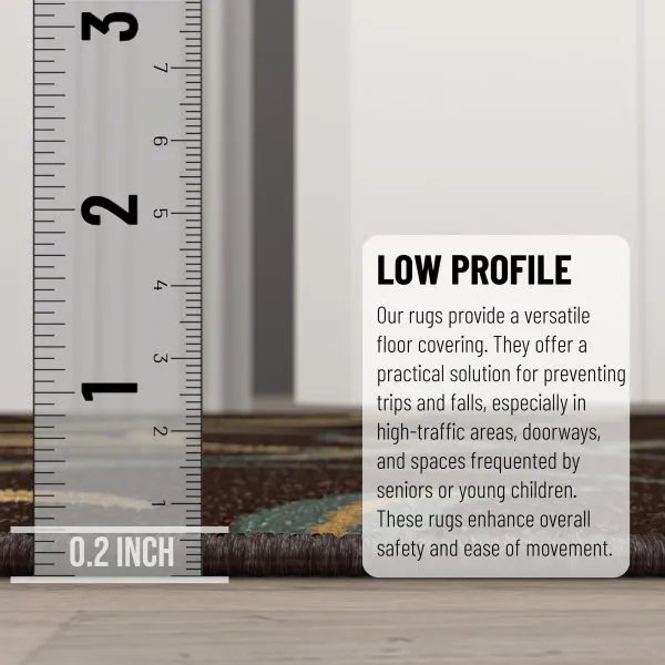 Ottomanson Ottomanson Dark Brown Floral Leaves Design 20″ X 59″ Runner Rug