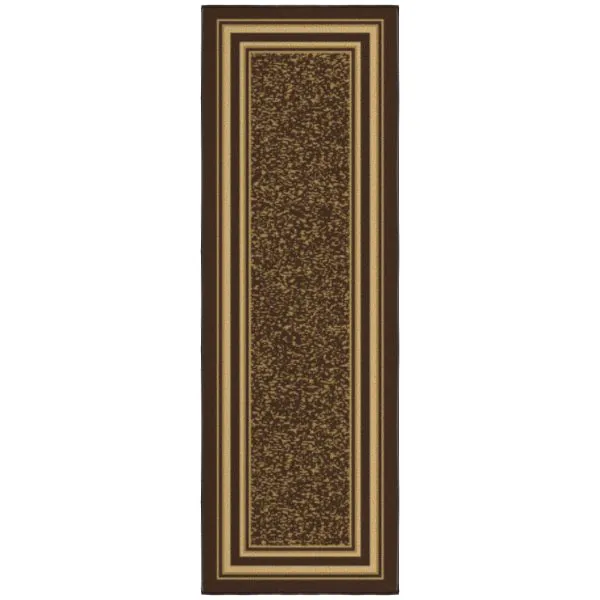 ottomanson Ottomanson Dark Brown Modern Bordered Design 20″ x 59″ Runner Rug