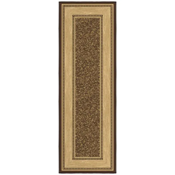ottomanson Ottomanson Dark Brown Modern Bordered Design 20″ x 59″ Runner Rug