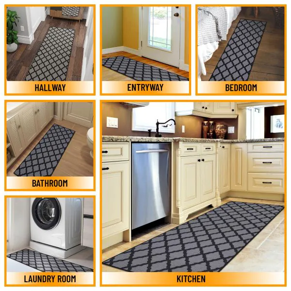 Ottomanson Ottomanson Dark Gray Moroccan Trellis 20″ X 59″ Runner Rug