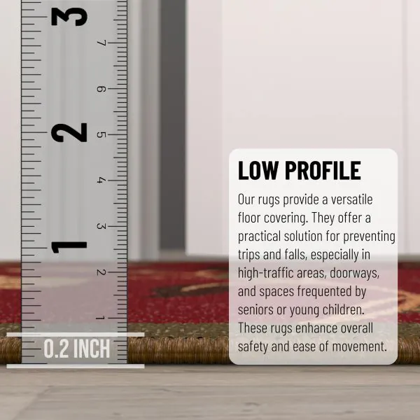 Ottomanson Ottomanson Dark Red Floral Design 20″ X 59″ Runner Rug