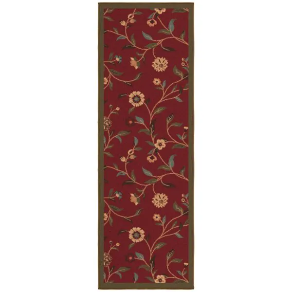 ottomanson Ottomanson Dark Red Floral Design 20″ x 59″ Runner Rug