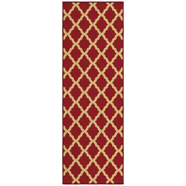 ottomanson Ottomanson Dark Red Moroccan Trellis Design 20″ x 59″ Runner Rug