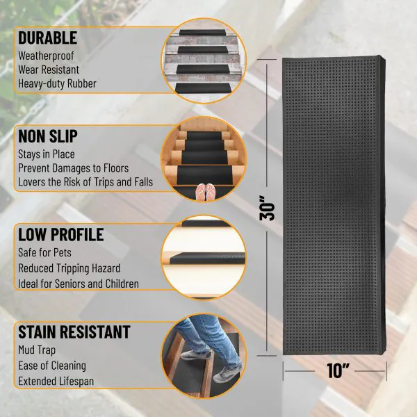 Ottomanson Ottomanson Fingertip Nibs Design 10″ X 30″ Stair Treads