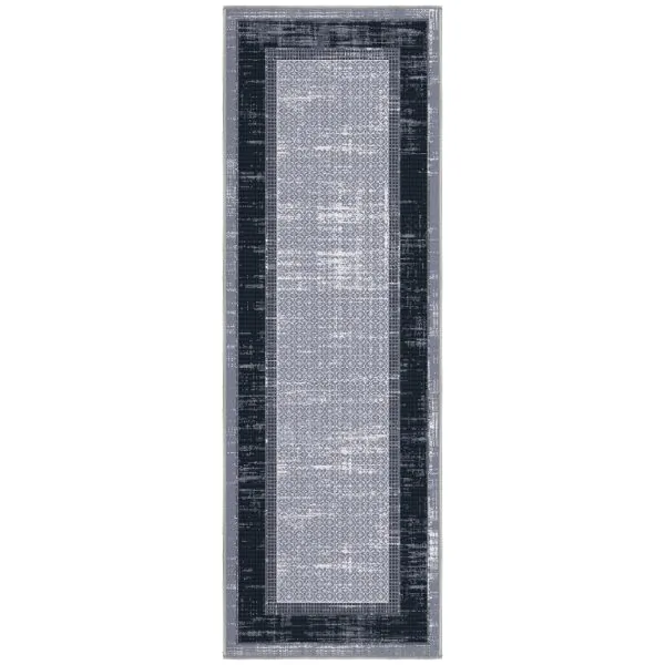 ottomanson Ottomanson Gray Modern Bordered Design 20″ x 59″ Runner Rug
