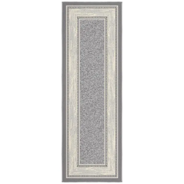 ottomanson Ottomanson Gray Modern Bordered Design 20″ x 59″ Runner Rug