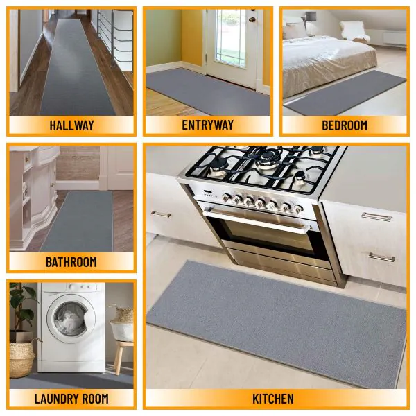 Ottomanson Ottomanson Gray Modern Solid Design 20″ X 59″ Runner Rug