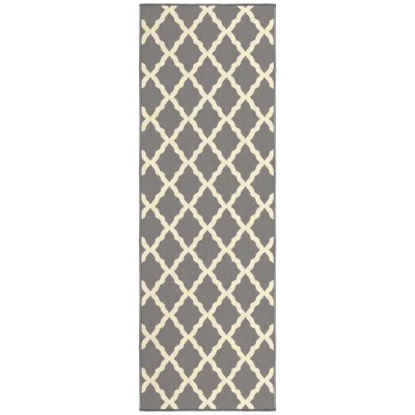 ottomanson Ottomanson Gray Moroccan Trellis 20″ x 59″ Runner Rug