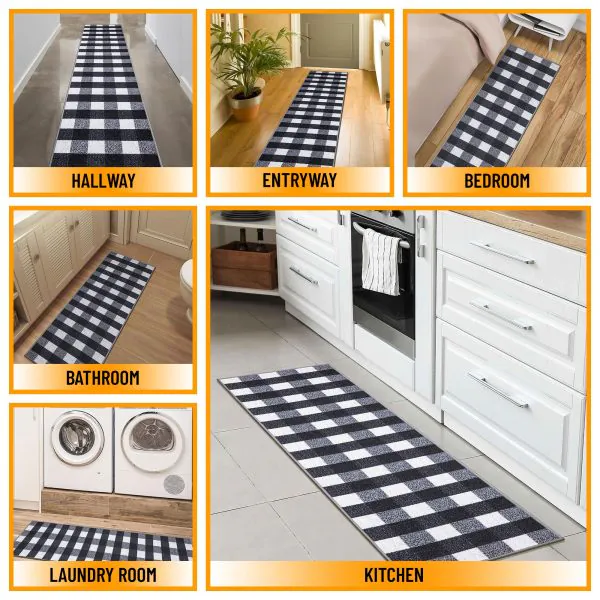 Ottomanson Ottomanson Grayscale Modern Plaid Design 20″ X 59″ Runner Rug