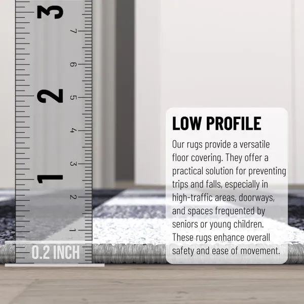 Ottomanson Ottomanson Grayscale Modern Plaid Design 20″ X 59″ Runner Rug