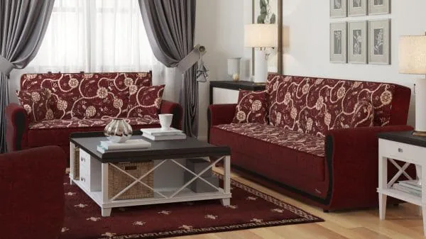 Ottomanson Havana Collection Burgundy Loveseat