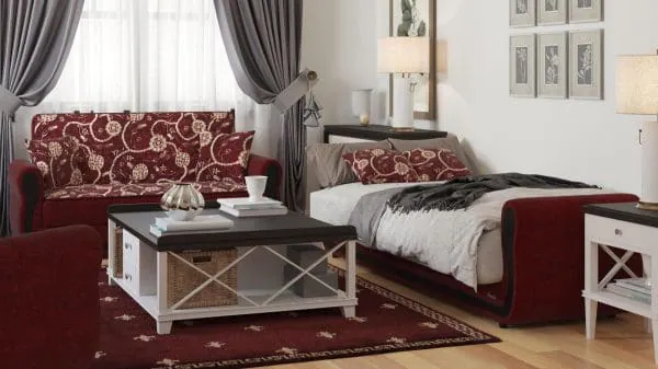 Ottomanson Havana Collection Burgundy Loveseat