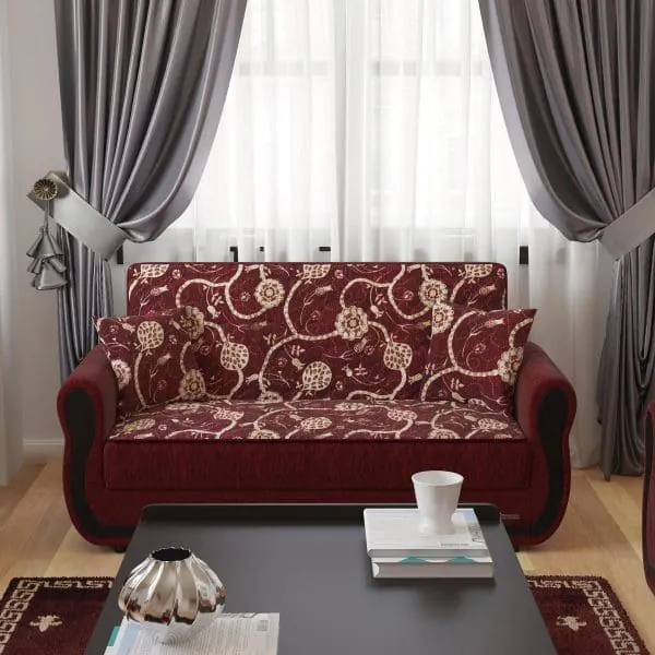 ottomanson Havana Collection Burgundy Loveseat