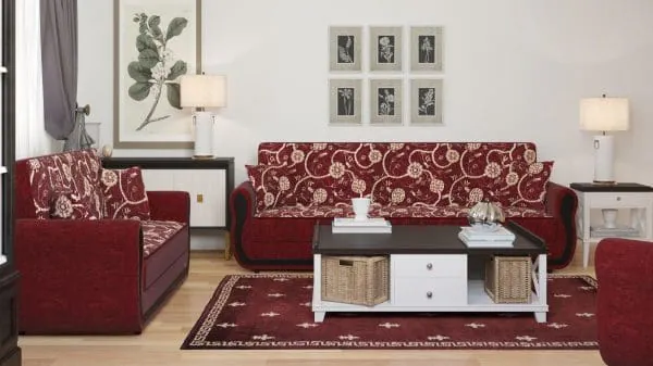 Ottomanson Havana Collection Burgundy Sofabed