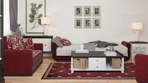 Ottomanson Havana Collection Burgundy Sofabed