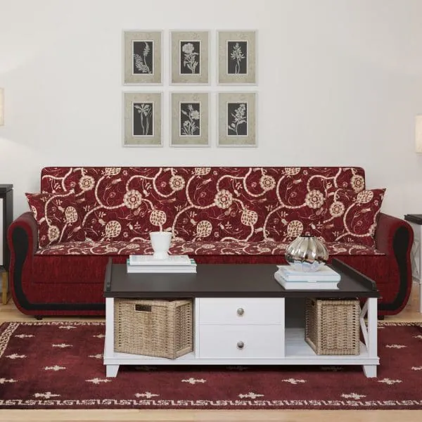 ottomanson Havana Collection Burgundy Sofabed