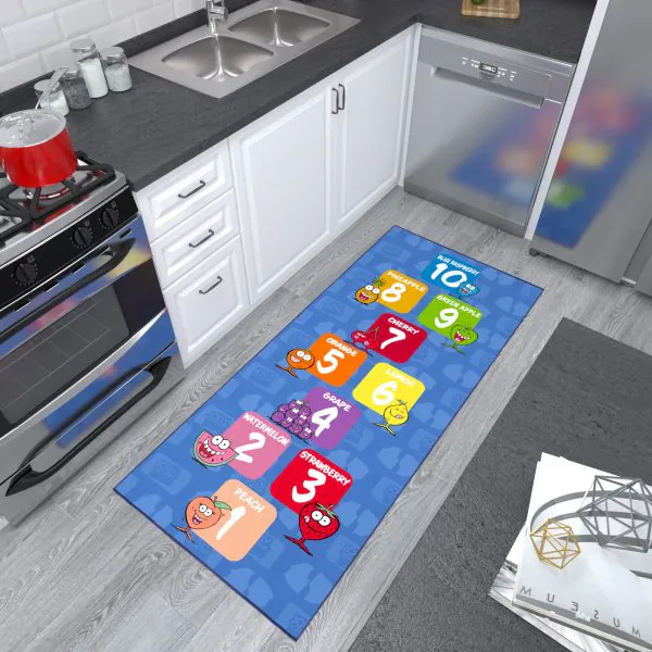 Ottomanson Ottomanson Hershey Blue Hopscotch 2’7″ X 6′ Runner Rug