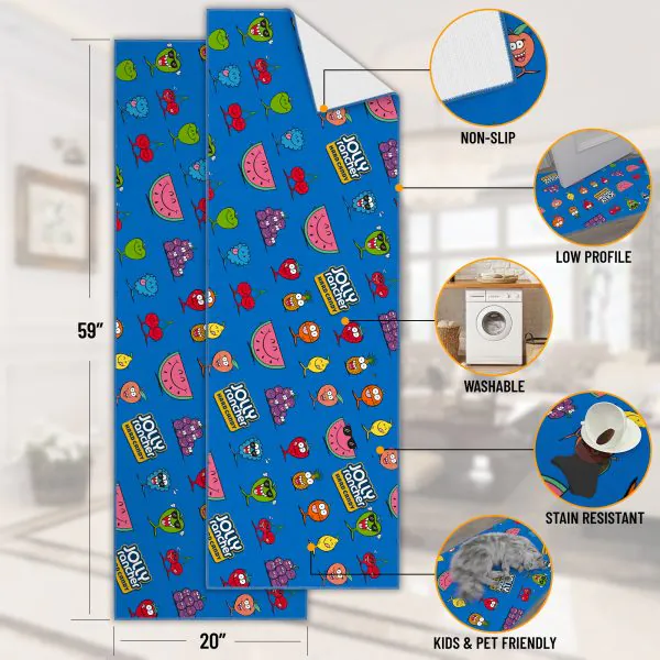 Ottomanson Ottomanson Hershey Blue/Multi Playful Fruity 20″ X 59″ Runner Rug