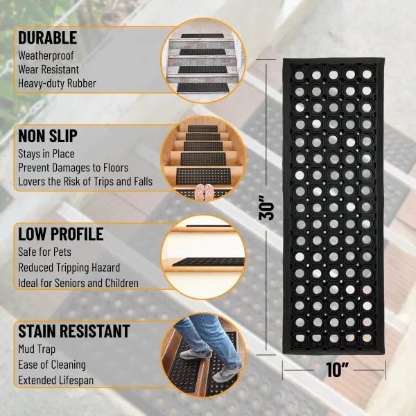 Ottomanson Ottomanson Holes Design 10″ X 30″ Stair Treads