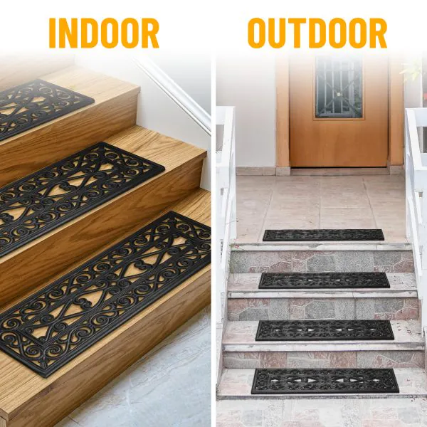 Ottomanson Ottomanson Iron Wrought Design 10″ X 30″ Stair Treads