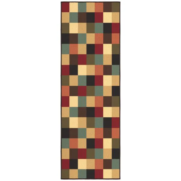 ottomanson Ottomanson Multi Color Modern Checkered Design 20″ x 59″ Runner Rug