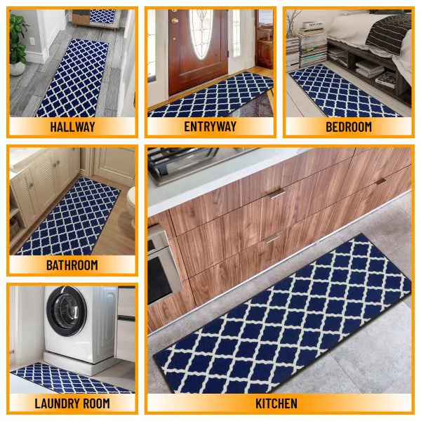 Ottomanson Ottomanson Navy Moroccan Trellis 20″ X 59″ Runner Rug