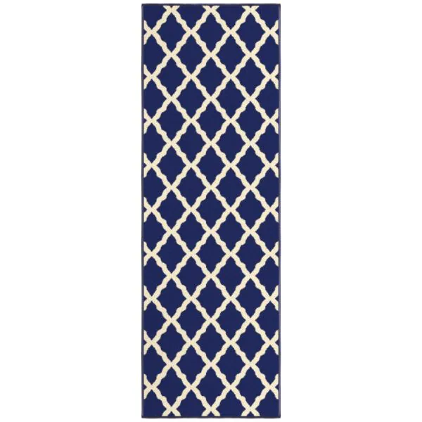 ottomanson Ottomanson Navy Moroccan Trellis 20″ x 59″ Runner Rug