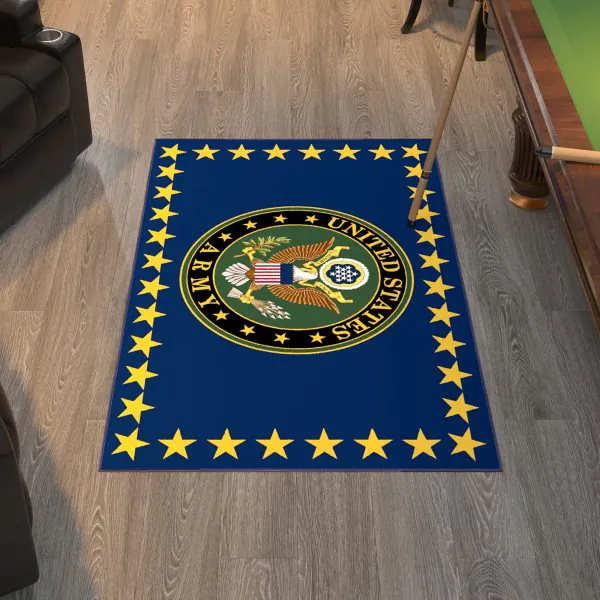 Ottomanson Ottomanson Navy Solid With U.S. Army Seal And Yellow Star Border 3’3″ X 5′ Area Rug