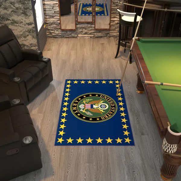 Ottomanson Ottomanson Navy Solid With U.S. Army Seal And Yellow Star Border 3’3″ X 5′ Area Rug