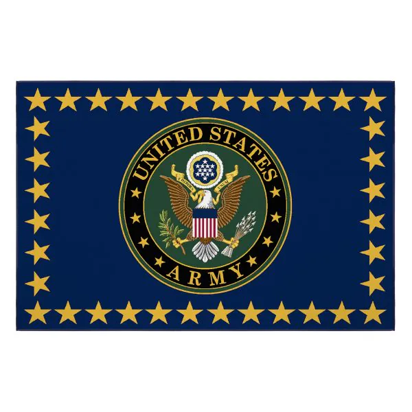 ottomanson Ottomanson Navy Solid with U.S. Army Seal and Yellow Star Border 3’3″ x 5′ Area Rug