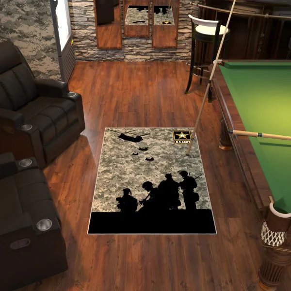 Ottomanson Ottomanson Neutral Universal Camouflage Pattern With U.S. Army Star And Soldiers 3’3″ X 5′ Area Rug